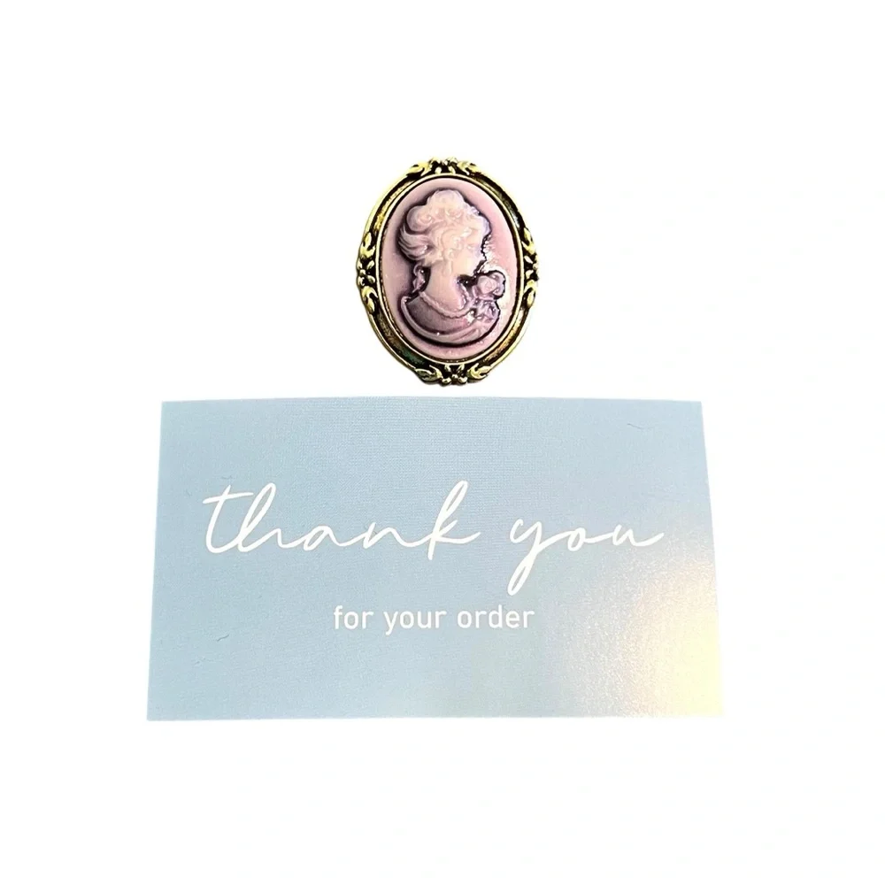 Purple Cameo Gold Tone Brooch